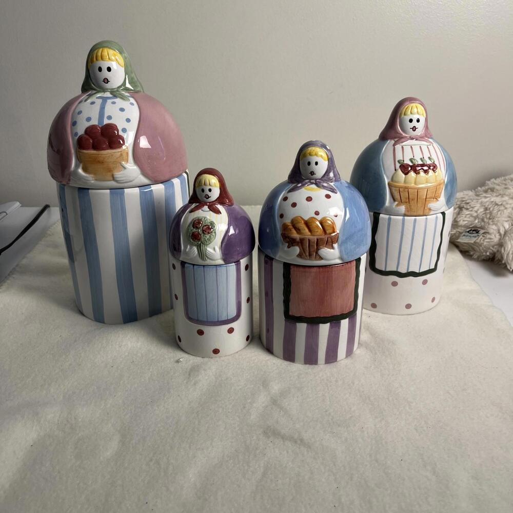 CBK LTD Taiwan A Pat Wade Design Market Ladies Canister Set Set Of 4